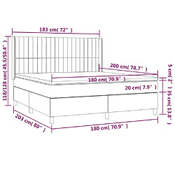 vidaXL Sommier à lattes de lit avec matelas Noir 180x200 cm Velours pas cher