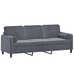 Avis Maison Chic Canapé 3 places avec oreillers,Sofa de Salon,Canapé droit gris foncé 180 cm velours -GKD475355