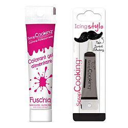 Scrapcooking Colorant alimentaire en gel 20 g fuschia + Stylo de glaçage noir