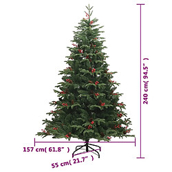 vidaXL Sapin de Noël artificiel avec pommes de pin et baies 240 cm pas cher