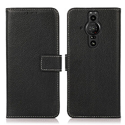 Etui en PU texture litchi noir pour votre Sony Xperia Pro-I