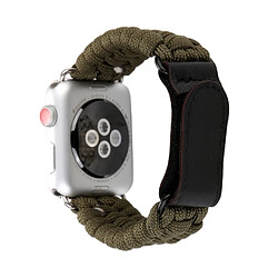 Wewoo Magic Paste En Cuir Véritable Parapluie Corde En Nylon Montre Bracelet avec & Acier Inoxydable Boucle pour Apple Watch Série 3 & 2 & 1 42mm Marron pas cher