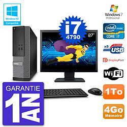 PC Dell 3020 SFF Ecran 27" Intel i7-4790 RAM 4Go Disque 1To Graveur DVD Wifi W7 - Occasion