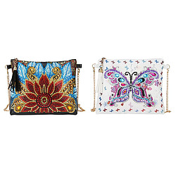 Créatif Spécial En Forme De Diamant Peinture Sac à Bandoulière Fleur Et Papillon