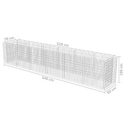 vidaXL Lit surélevé à gabion Acier galvanisé 540x90x100 cm pas cher