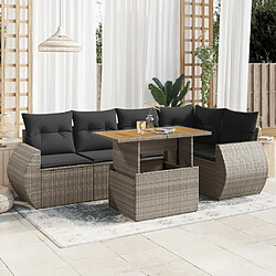 vidaXL Salon de jardin 6 pcs avec coussins gris résine tressée