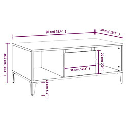 vidaXL Table basse Blanc brillant 90x50x36,5 cm Bois d'ingénierie pas cher