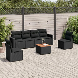 Maison Chic Ensemble Tables et chaises d'extérieur 7pcs avec coussins,Salon de jardin noir résine tressée -GKD900957