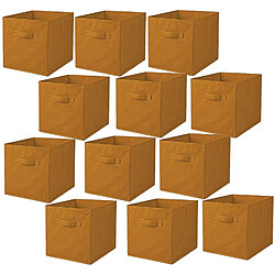 Toilinux Lot de 12 cubes de rangement pliables en polypropylène avec poignée - 30x30x30cm - Jaune Ambre Toilinux - Lot de 12 cubes de rangement pliables en polypropylène avec poignée - 30x30x30cm - Jaune Ambre - Design