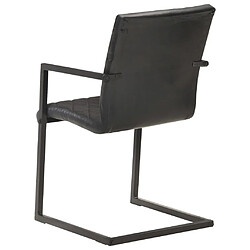 Acheter vidaXL Chaises à manger cantilever lot de 2 noir cuir véritable