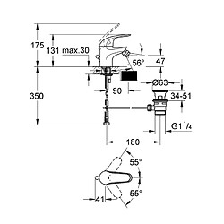 GROHE Robinet mitigeur lavabo Swift - Taille S - Chromé