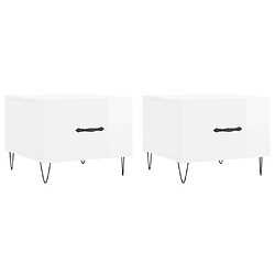 Maison Chic Lot de 2 Tables basses,Table Console pour salon blanc brillant 50x50x40cm bois d'ingénierie -MN37375