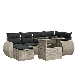 vidaXL Salon de jardin avec coussins 7 pcs gris clair résine tressée