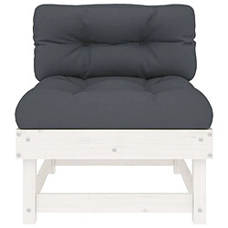 Maison Chic Canapés centraux avec coussins 2 pcs | Canapé Sofa d'extérieur | Fauteuil terrasse blanc bois de pin massif -MN79286 pas cher