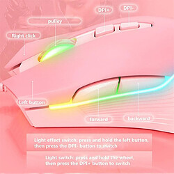 Universal CW905 Pink Girl Gaming Mouse Wired Mechanical Game Dediated RVB Computer Mouse DPI 6 vitesses