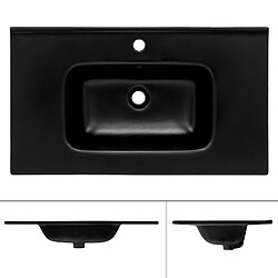 Avis ML-Design Lavabo en Céramique, Noir Mat, 810x165x460 mm, avec Soupape de Vidange, Trop-Plein et Trou de Robinetterie Inclus, Vasque à Encastrer Lave-Main Évier pour Salle de Bain/Toilettes d'Invités