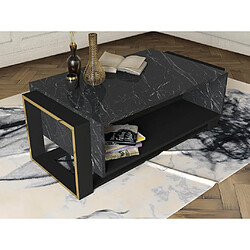 Vente-Unique Table basse avec 1 niche - Effet marbre noir et doré - COMEBI