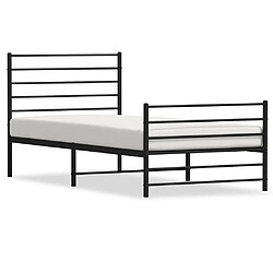 Maison Chic Lit adulte - Lit simple Cadre de lit métal avec tête de lit/pied de lit,Structure du lit Contemporain pour chambre noir 80x200 cm -MN59290