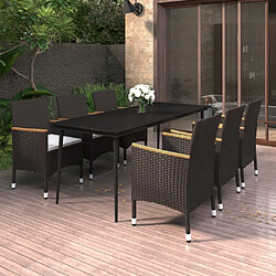 vidaXL Ensemble à dîner de jardin coussins 7 pcs Résine tressée Verre