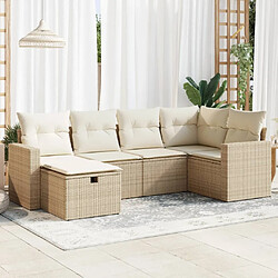 vidaXL Salon de jardin avec coussins 6 pcs beige résine tressée