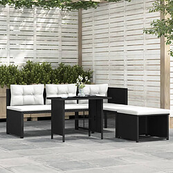 vidaXL Salon de jardin 4 pcs Résine tressée Noir