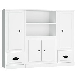 vidaXL Buffets 3 pcs blanc bois d'ingénierie