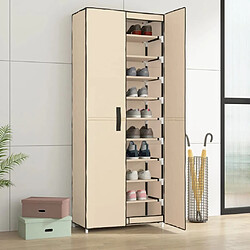 Maison Chic Armoire à Chaussures,Meuble de Rangement à Chaussures Crème 60x30x166 cm Tissu -MN55672