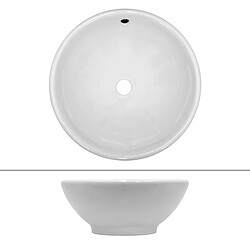 Ecd Germany Lavabo forme ronde 420x420x170 mm, blanc, céramique - incl. set d'évacuation incl. trop-plein