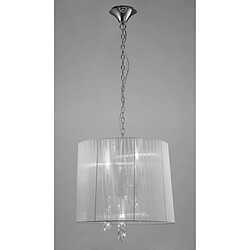 Luminaire Center Suspension Tiffany 3+3 Ampoules E14+G9, chrome poli avec Abat jour blanc & cristal transaparent