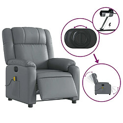 Maison Chic Fauteuil Relax pour salon, Fauteuil de massage inclinable électrique gris similicuir -GKD52401 pas cher