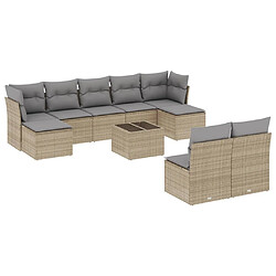 Maison Chic Salon de jardin avec coussins 10 pcs | Ensemble de Table et chaises | Mobilier d'Extérieur beige résine tressée -GKD60124