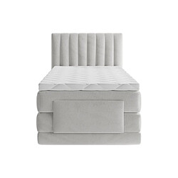 Vente-Unique Ensemble complet boxspring tête de lit coutures verticales + sommiers relaxation électrique + matelas + surmatelas - 100 x 200 cm - Velours - Gris clair - DONISI de PALACIO pas cher