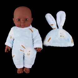 30cm Afro-américain Reborn Doll Full Vinyl Newborn Baby Gifts Blue