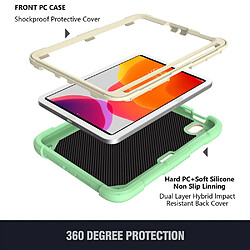 Coque en TPU + silicone avec béquille et bandoulière beige/vert pour votre Apple iPad mini (2021)