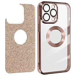 Avizar Coque pour iPhone 13 Pro Paillette Amovible Silicone Série Protecam Spark Rose