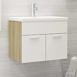 vidaXL Armoire d'évier et lavabo intégré Blanc/chêne sonoma Aggloméré