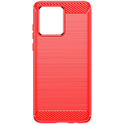 Avizar Coque pour Motorola Moto G84 Flexible Effet Carbone Classic Carb Rouge