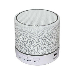 Chrono Mini haut-parleur Bluetooth sans fil portable, haut-parleur stéréo rechargeable pour caisson de basses avec lumière LED(Blanc)