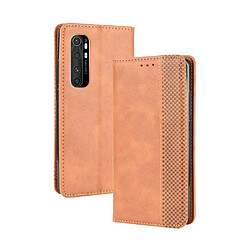 Etui en PU auto-absorbé rétro marron pour votre Xiaomi Mi Note 10 Lite