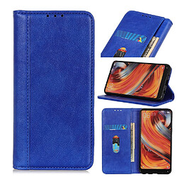 Etui en PU peau de litchi auto-absorbée bleu pour votre Samsung Galaxy A21s