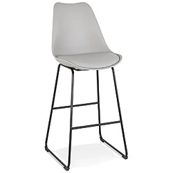 Alterego Tabouret de bar 'CHOKO' gris et pieds en métal noir