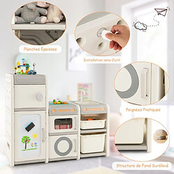 Helloshop26 Organisateur de rangement de jouets pour enfants cuisine de jeu tableau blanc magnétique armoire et bacs de rangement pour les 3 ans et plus gris 20_0007283 pas cher