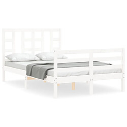 Maison Chic Lit adulte - Cadre Structure de lit avec tête de lit Contemporain blanc 120x200 cm bois massif -MN80388