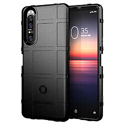 Coque en TPU texture de grille carrée anti-choc épaissir noir pour votre Sony Xperia 1 II