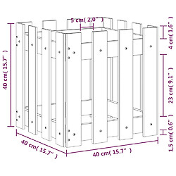 vidaXL Jardinière avec design de clôture 40x40x40 cm Douglas massif pas cher