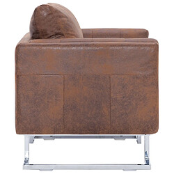 Avis vidaXL Fauteuil cube Marron Similicuir daim