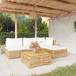 Maison Chic Salon de jardin 5 pcs + coussins - Mobilier/Meubles de jardin - Table et chaises d'extérieur Bois de teck solide -MN54935