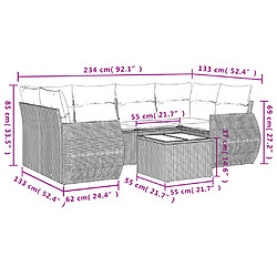 Avis Maison Chic Salon de jardin avec coussins 7 pcs | Ensemble de Table et chaises | Mobilier d'Extérieur gris résine tressée -GKD12851