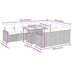 vidaXL Salon de jardin 11 pcs avec coussins beige résine tressée pas cher