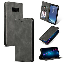 Wewoo Housse Coque Etui en cuir avec rabat horizontal magnétique Business Skin Feel pour Galaxy S8 + gris foncé